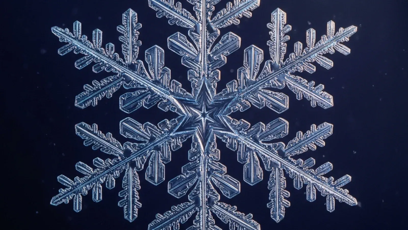 Single snowflake exhibiting six-fold symmetry of the underlying ice crystal