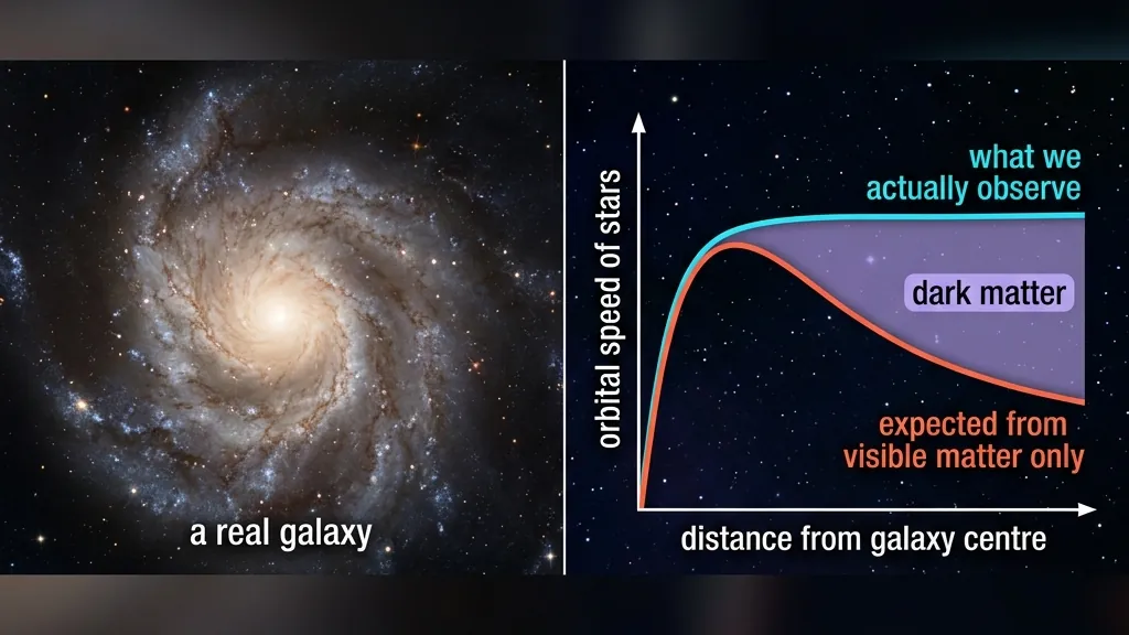 Galaxy Rotation Curve Comparing Expected Versus Actual Star Rotation Speeds