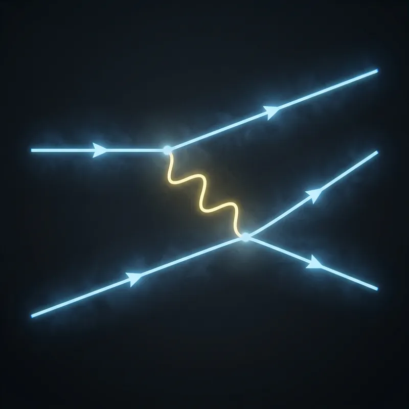Simple Feynman diagram showing two electrons exchanging a photon