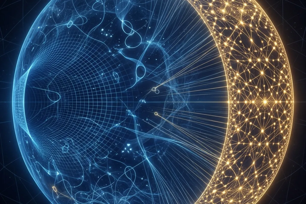 A saddle-curved 3D bowl with gravitational physics inside and a quantum field theory living on its boundary surface
