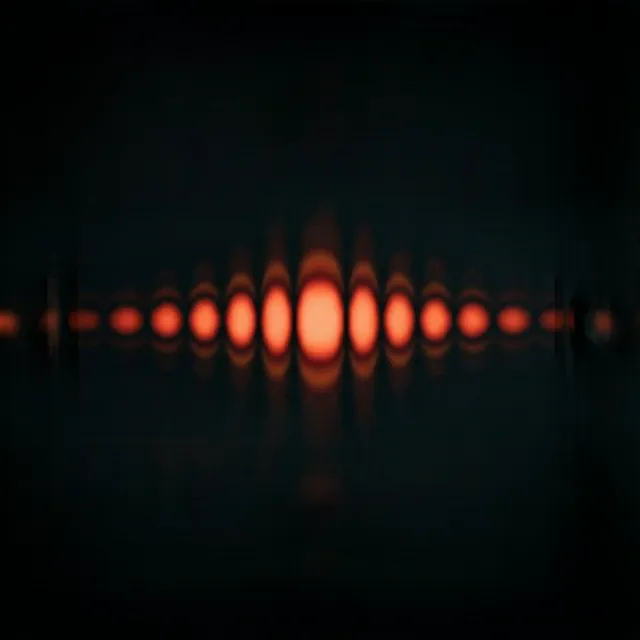 Laser light diffraction pattern showing concentric bright and dark rings radiating from central bright spot
