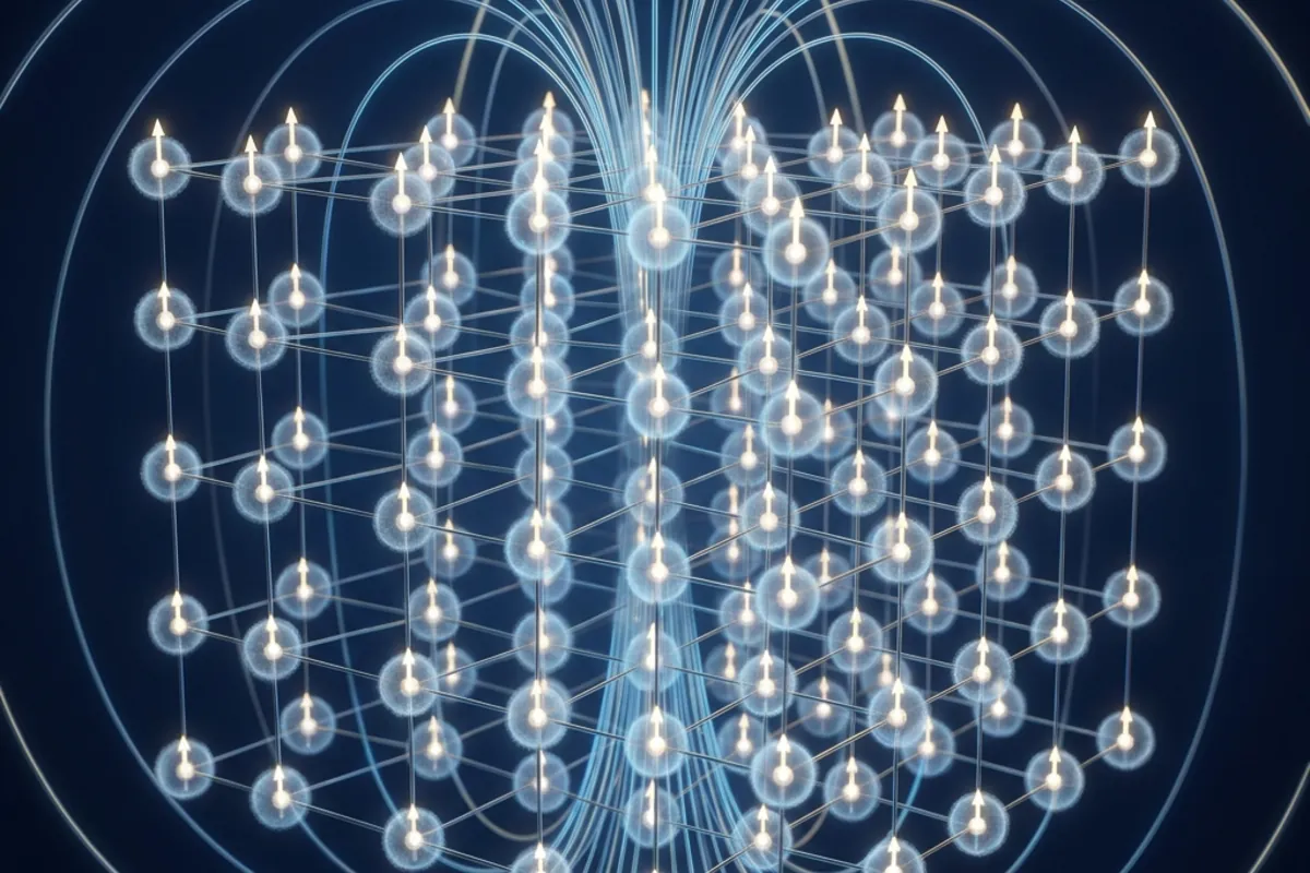 Electron spin generating a tiny magnetic dipole, with many aligned spins in a lattice creating bulk magnetism