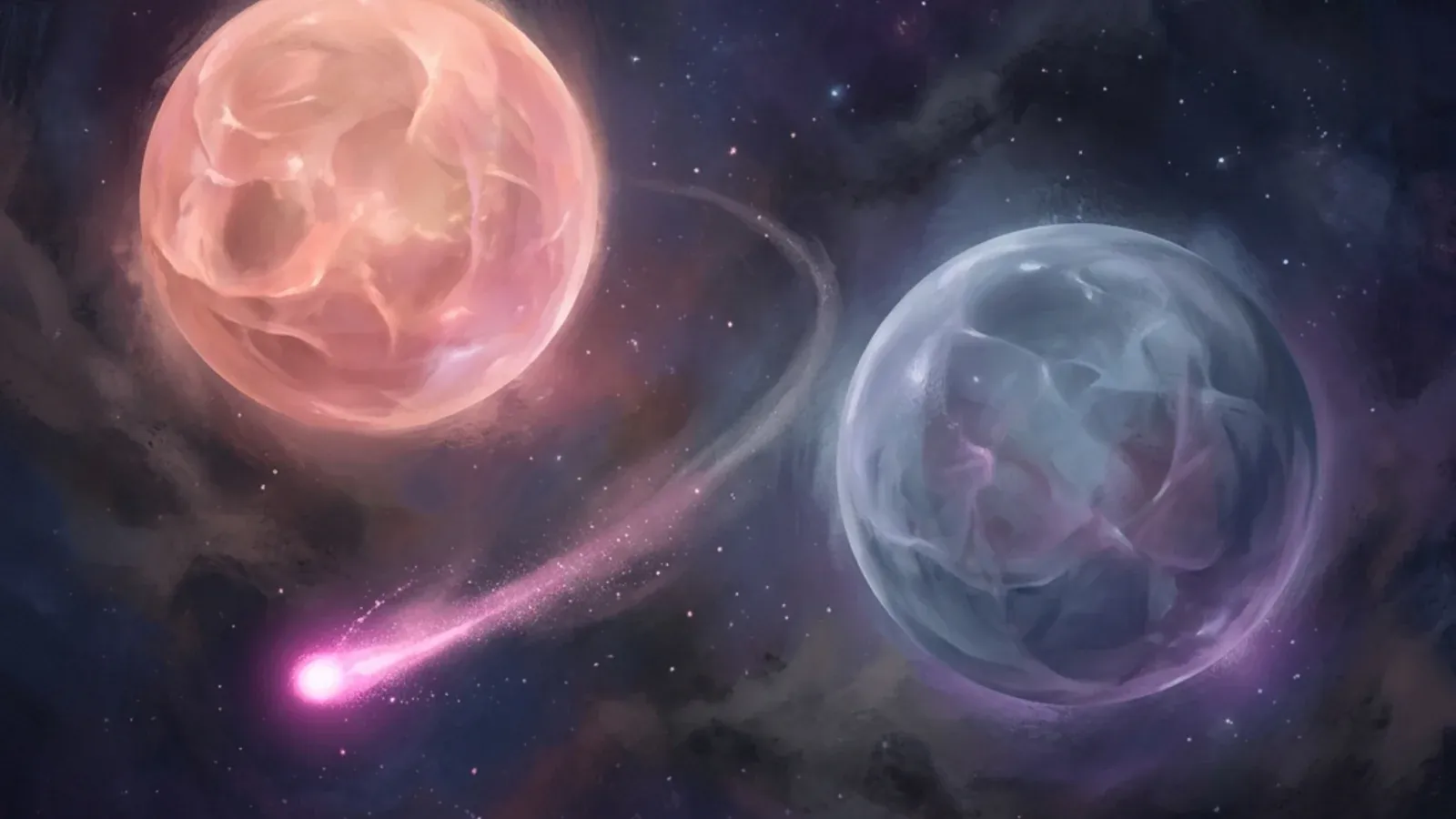 Two nucleons exchanging a meson, illustrated as a low-energy effective picture of the nuclear force