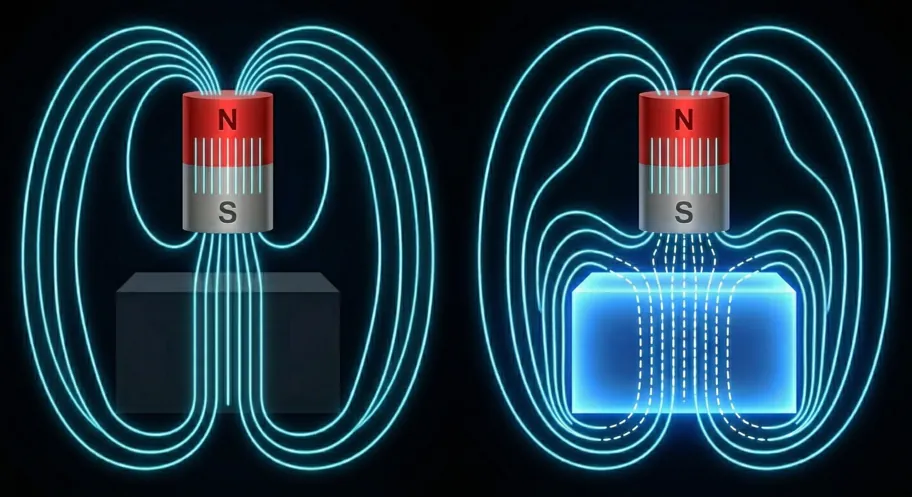Meissner effect: magnetic field expelled from superconductor